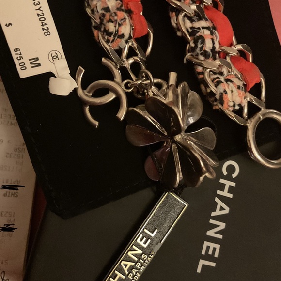 Chanel tweed toggle shamrock bracelet. Brand new. Box, receipt and tags - Picture 5 of 6